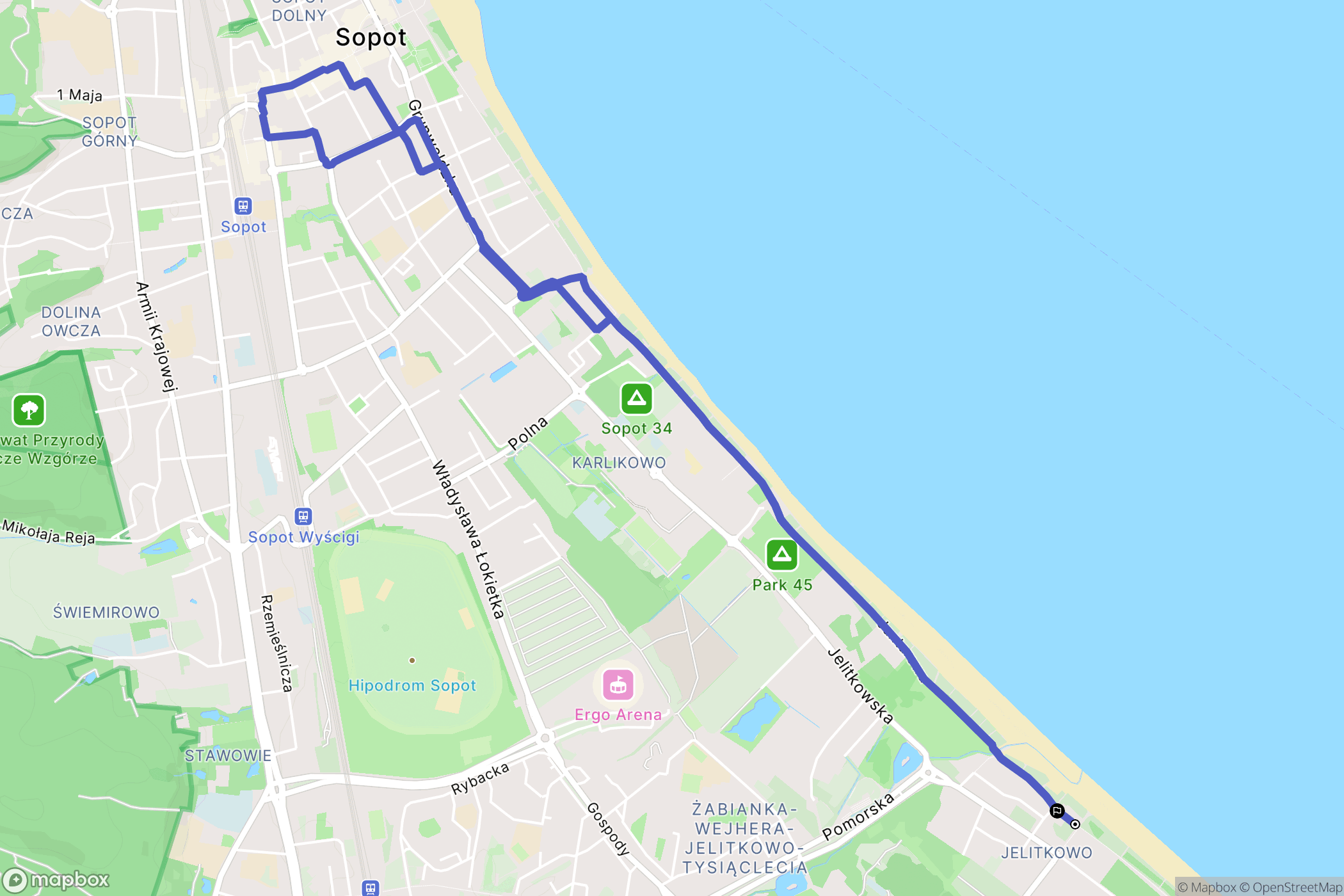 Gdańsk: mapa trasy - Poland