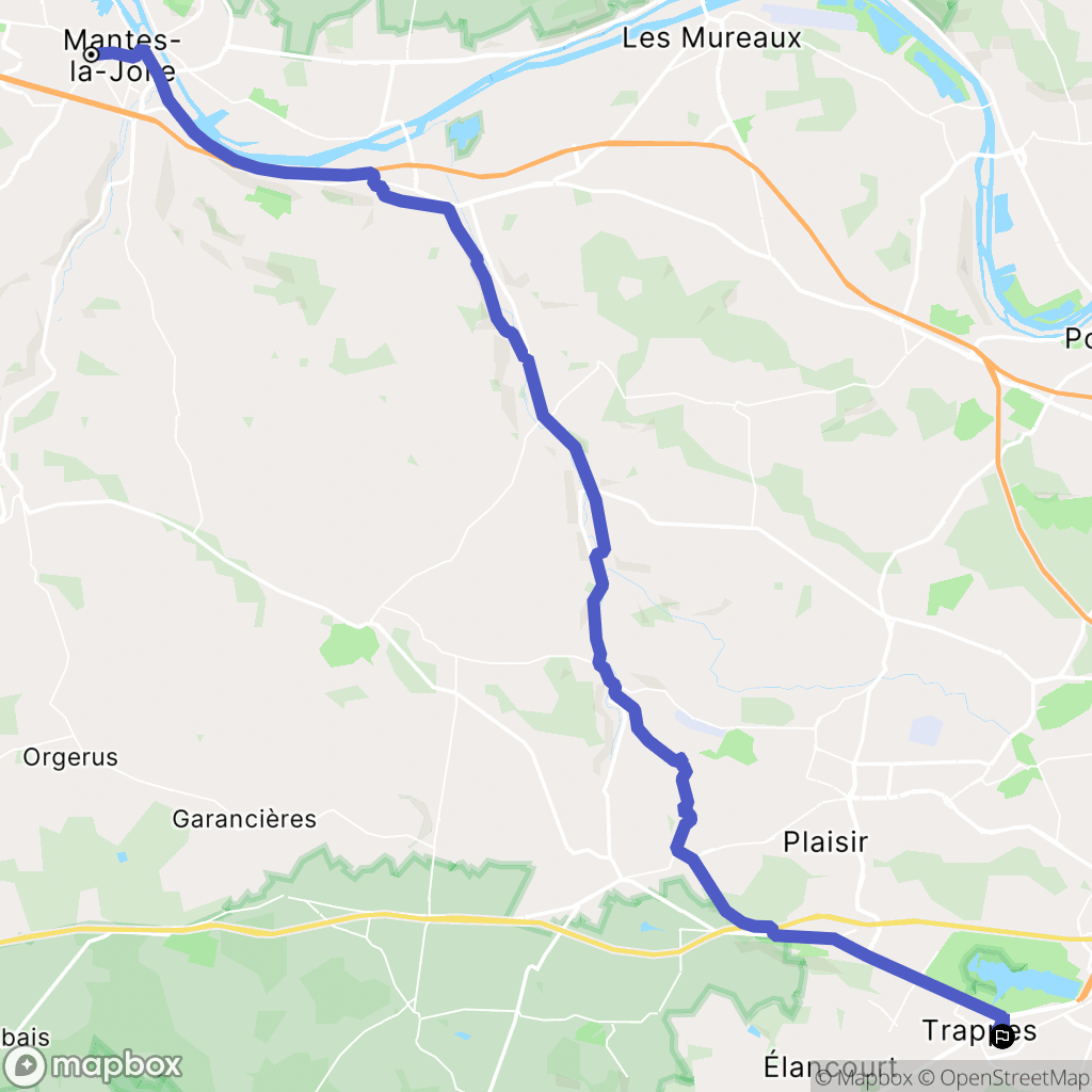 Mantes-la-Jolie : carte du parcours de randonnée - France