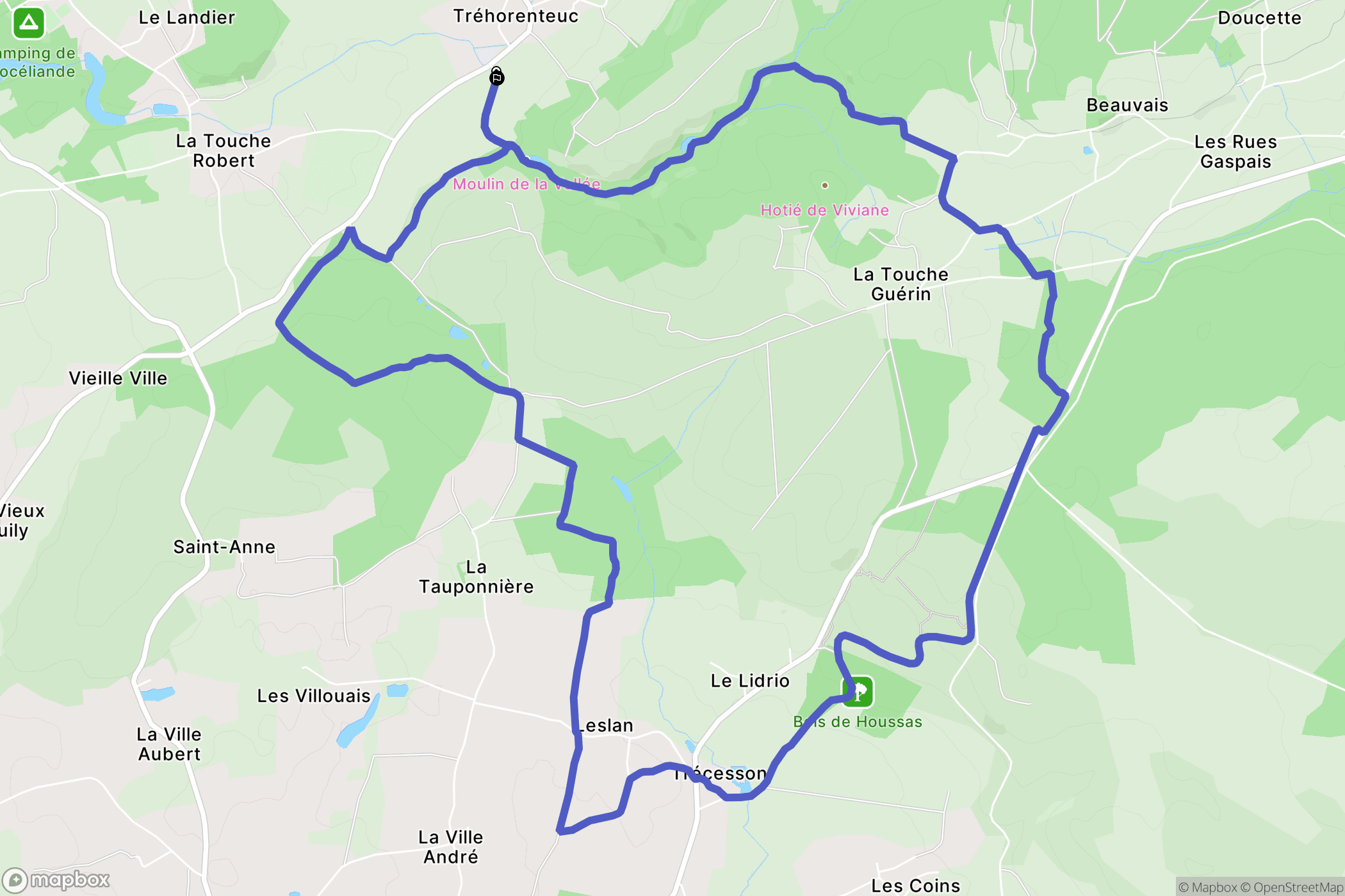 Tréhorenteuc : carte du parcours de randonnée - France