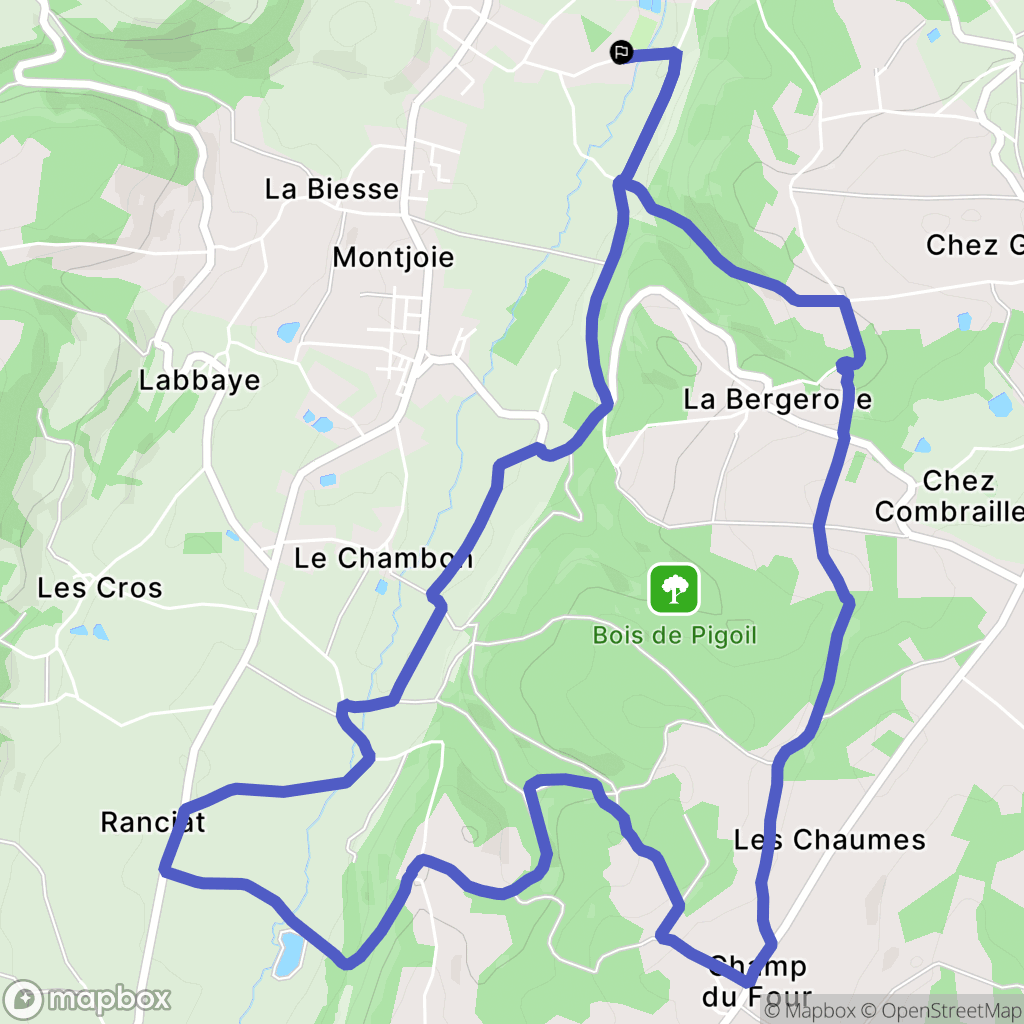 Youx : carte du parcours de randonnée - France