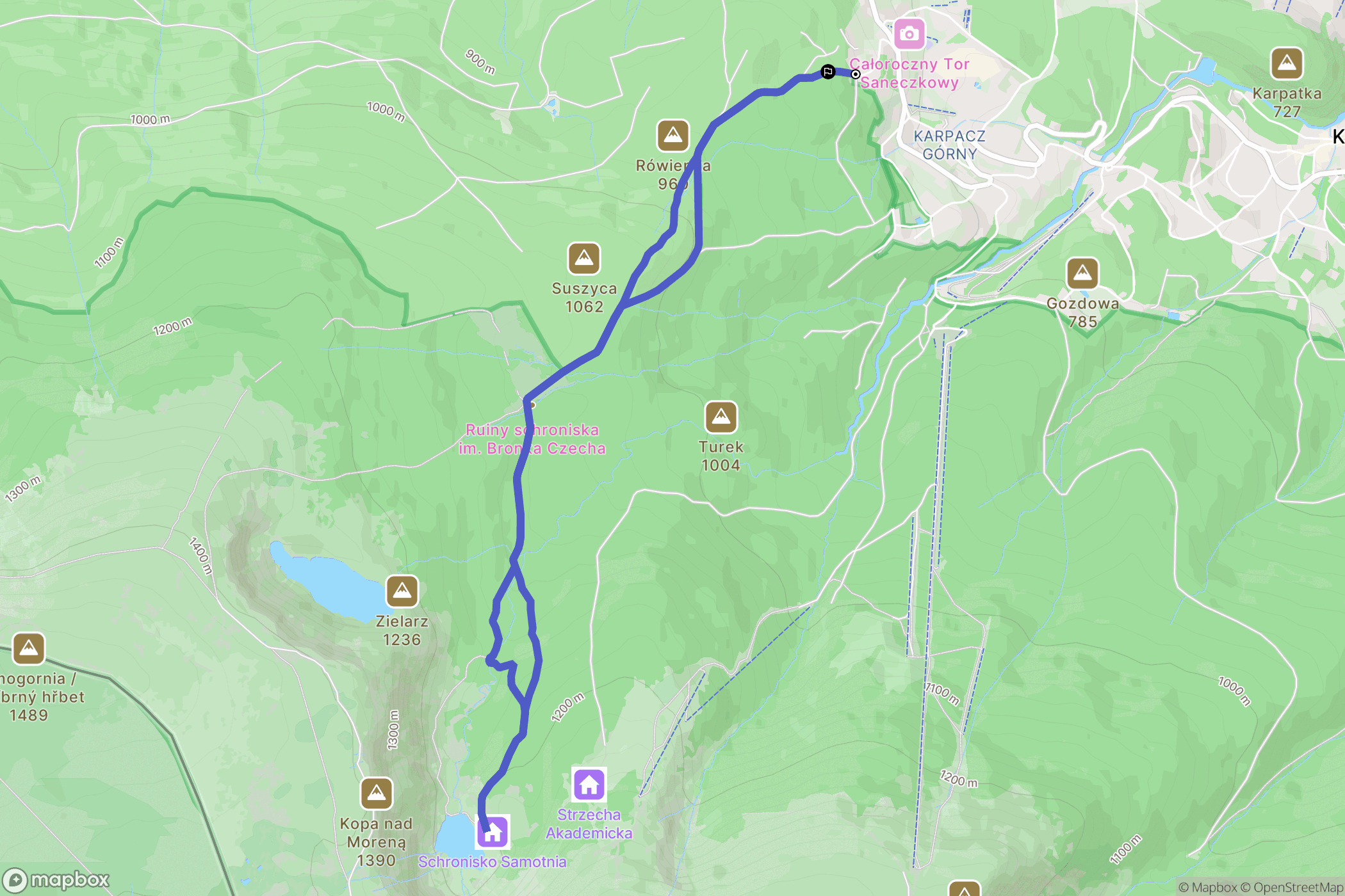 Karpacz: mapa trasy - Poland