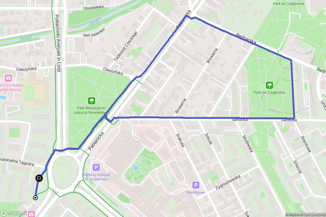 Łódź: mapa trasy - Poland