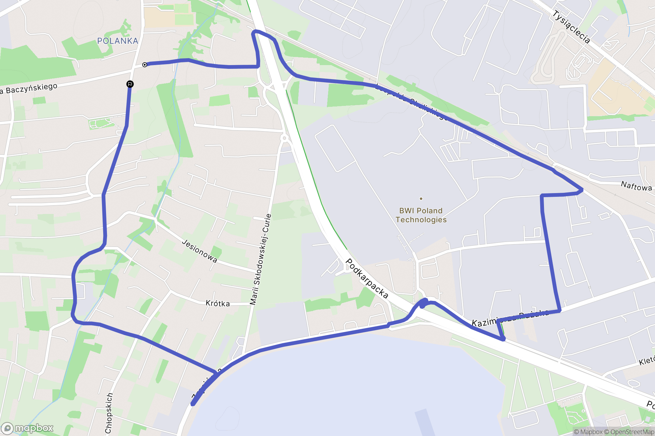 Krosno: mapa trasy - Poland