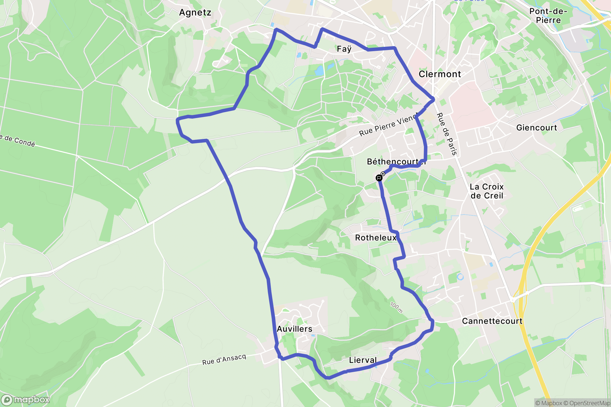 Clermont : carte du parcours de randonnée - France