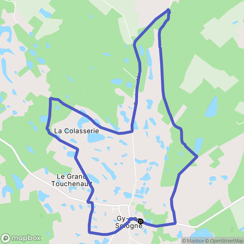 Gy-en-Sologne : carte du parcours de randonnée - France