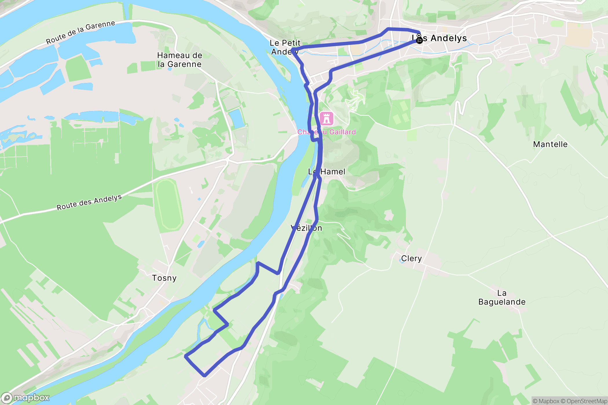Les Andelys : carte du parcours de randonnée - France