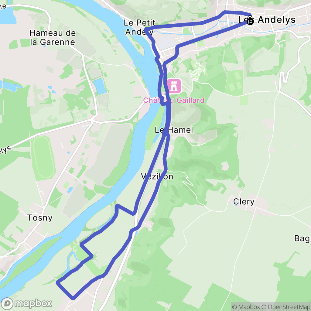 Les Andelys : carte du parcours de randonnée - France