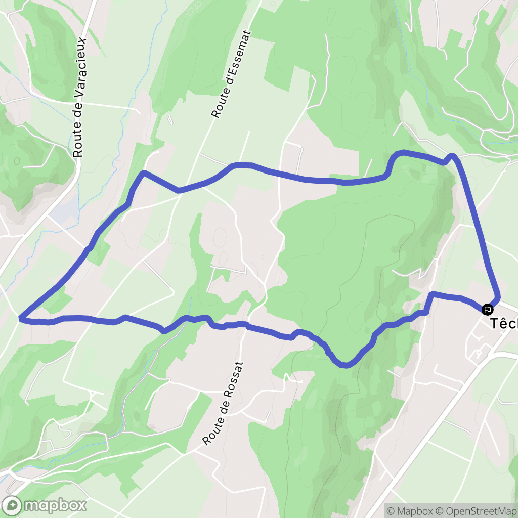 Têche : carte du parcours de randonnée - France
