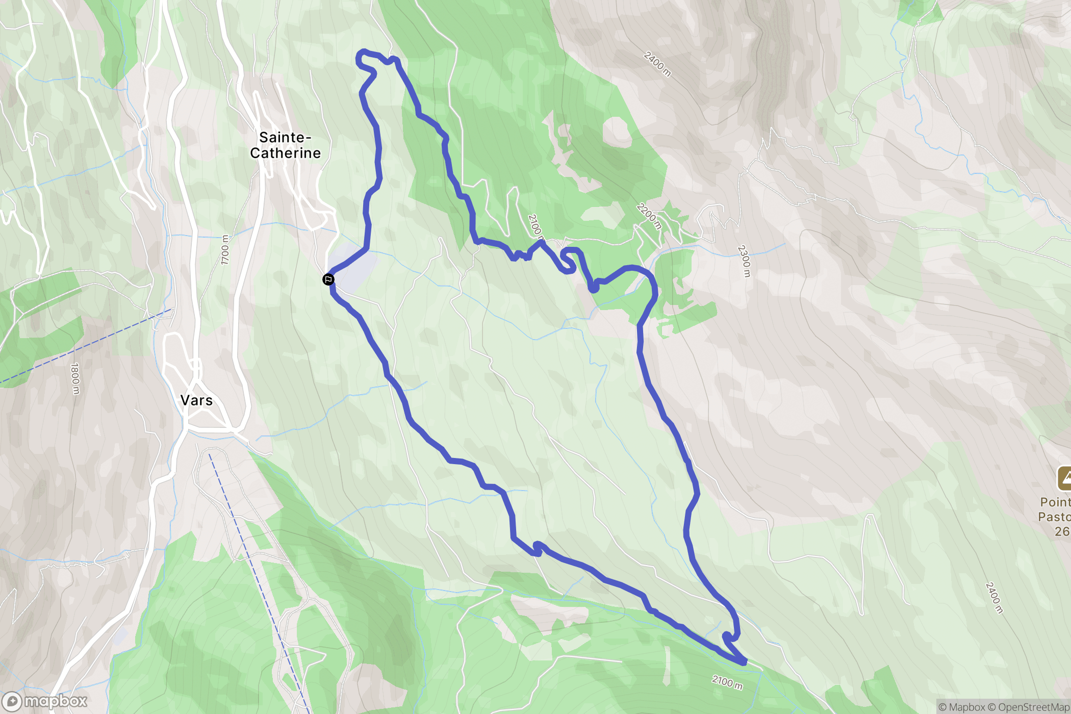Vars : carte du parcours de randonnée - France