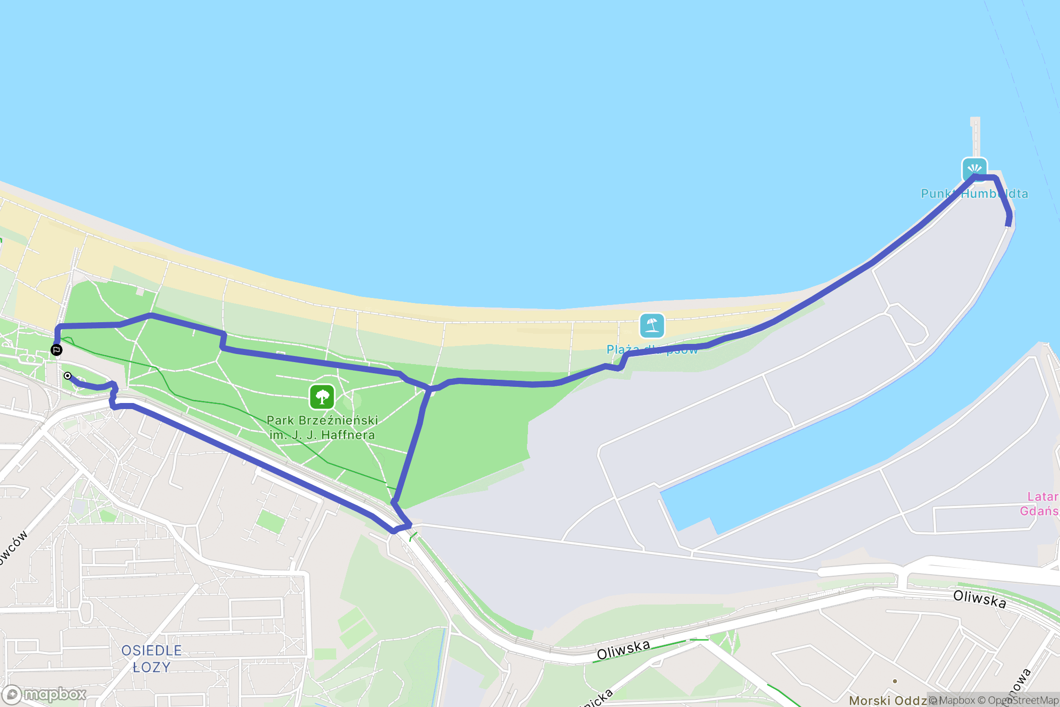 Gdańsk: mapa trasy - Poland