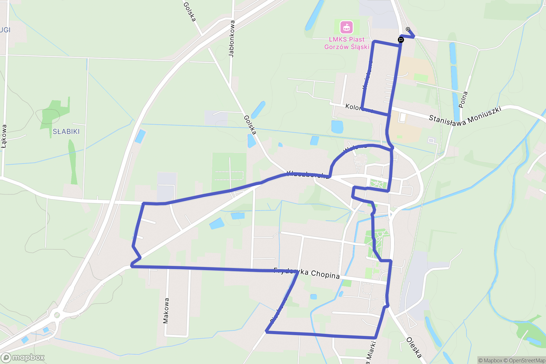 Gorzów Śląski: mapa trasy - Poland