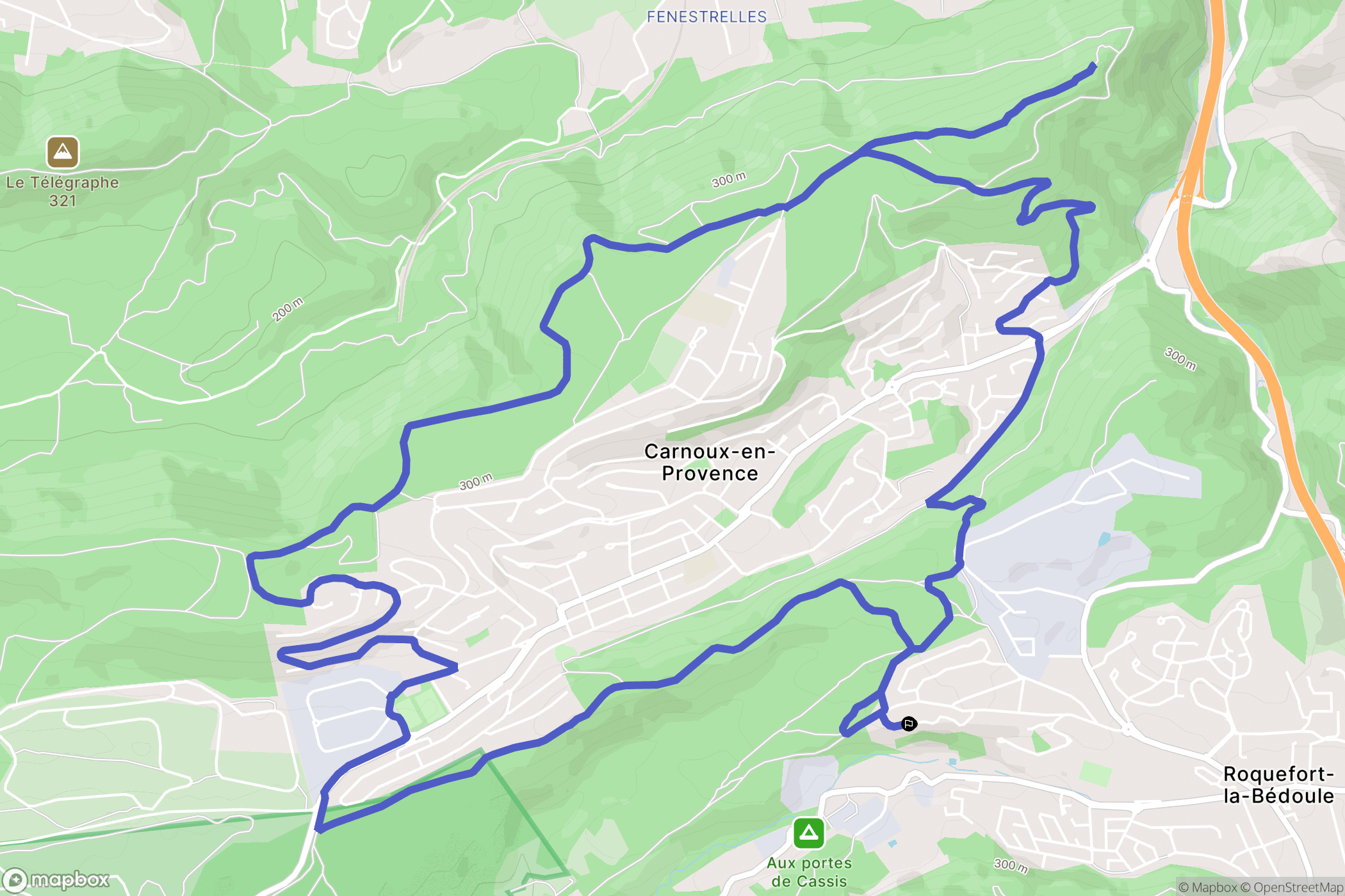 Roquefort-la-Bédoule : carte du parcours de randonnée - France