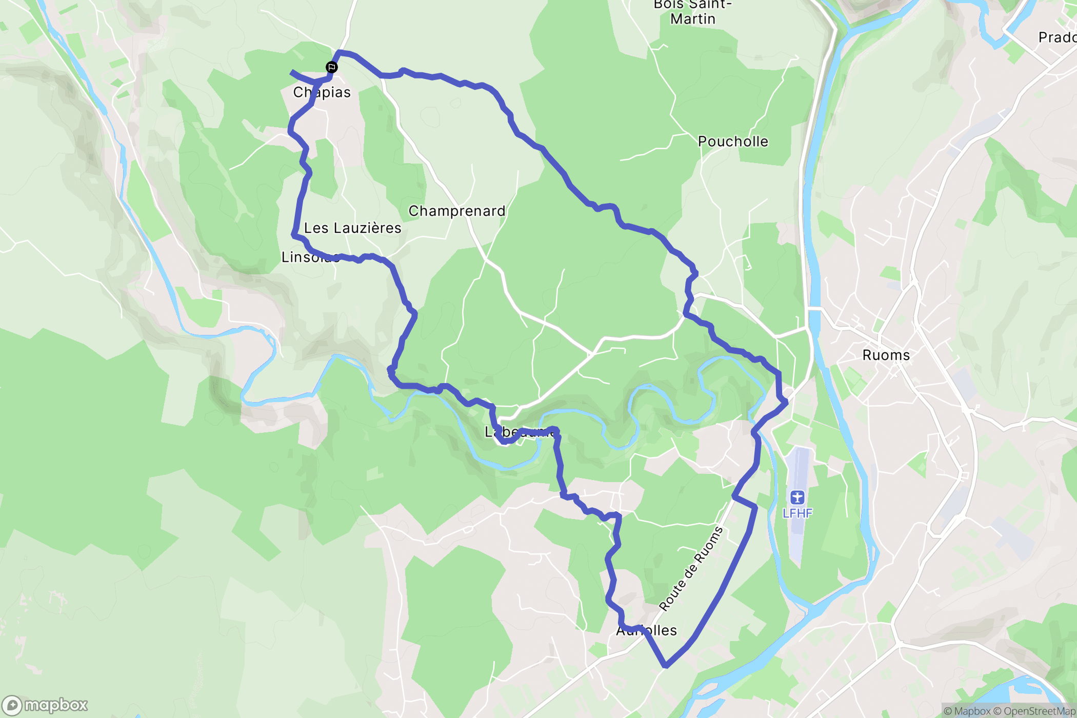 Labeaume : carte du parcours de randonnée - France
