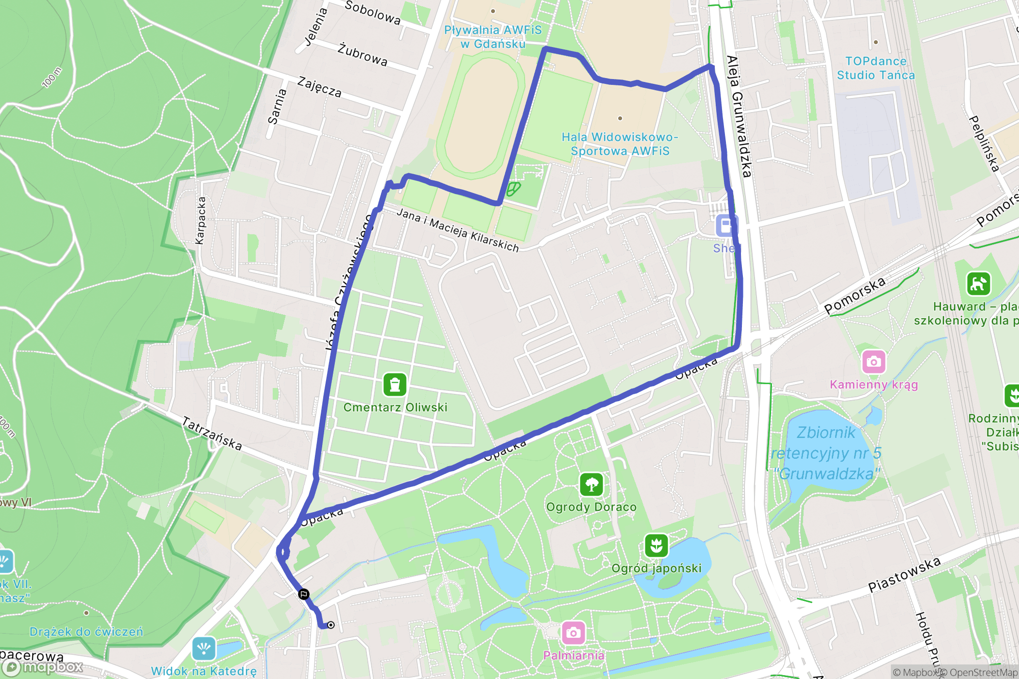 Gdańsk: mapa trasy - Poland