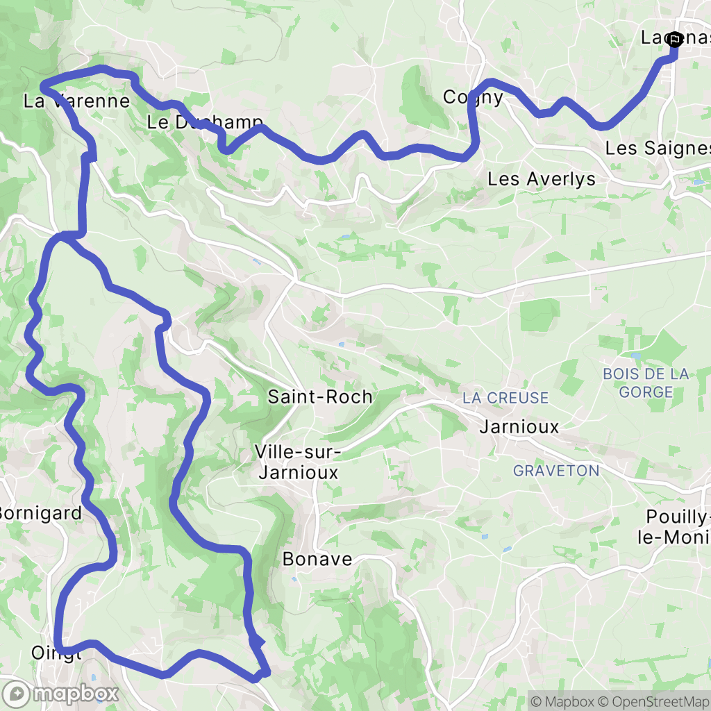 Lacenas : carte du parcours de randonnée - France