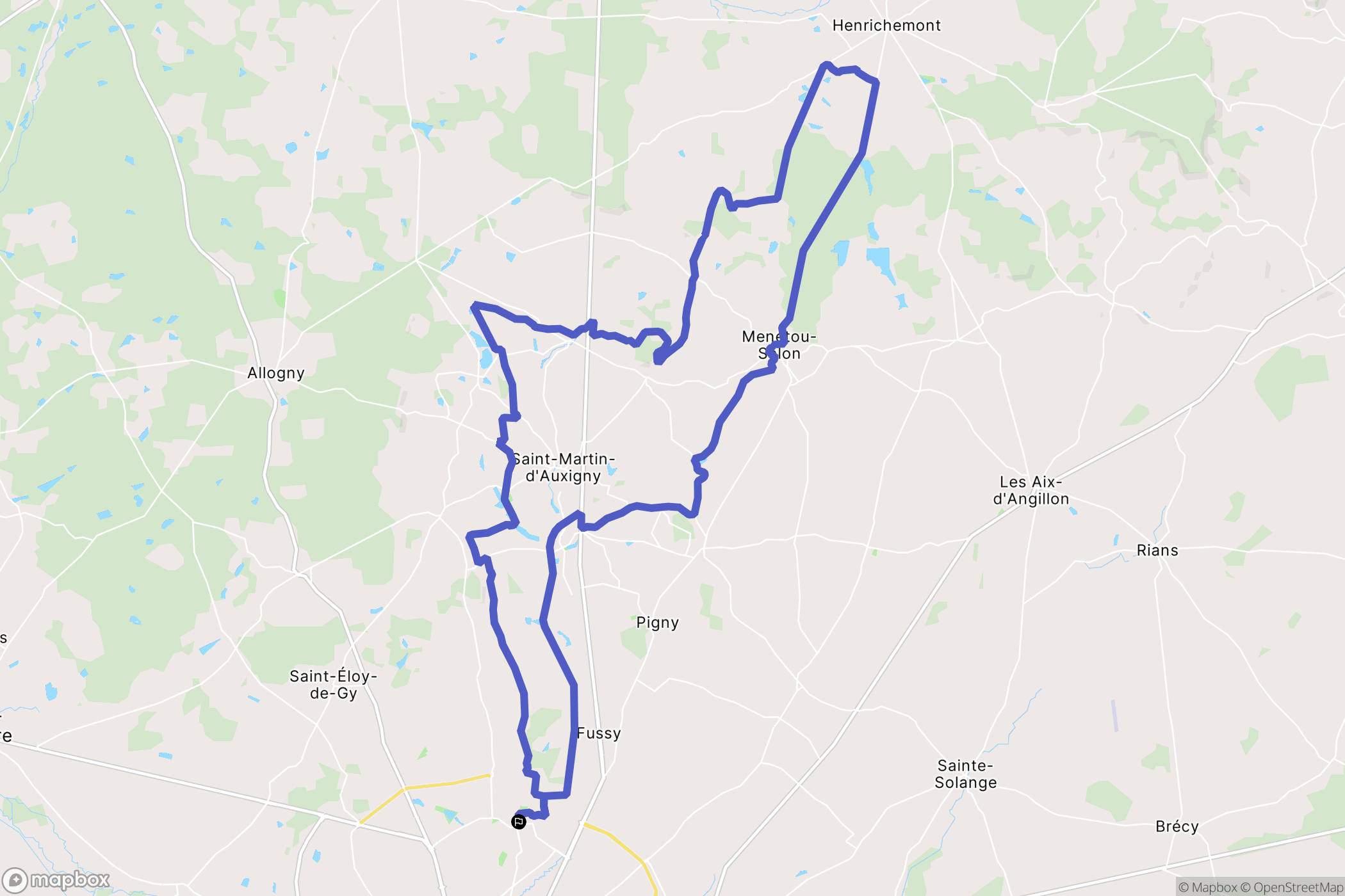 Bourges : carte du parcours de randonnée - France