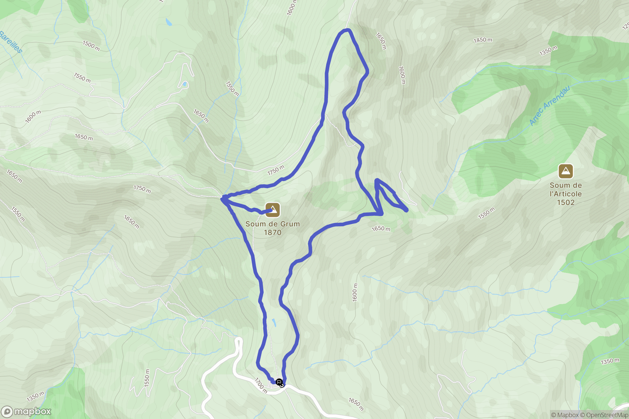 Béost : carte du parcours de randonnée - France