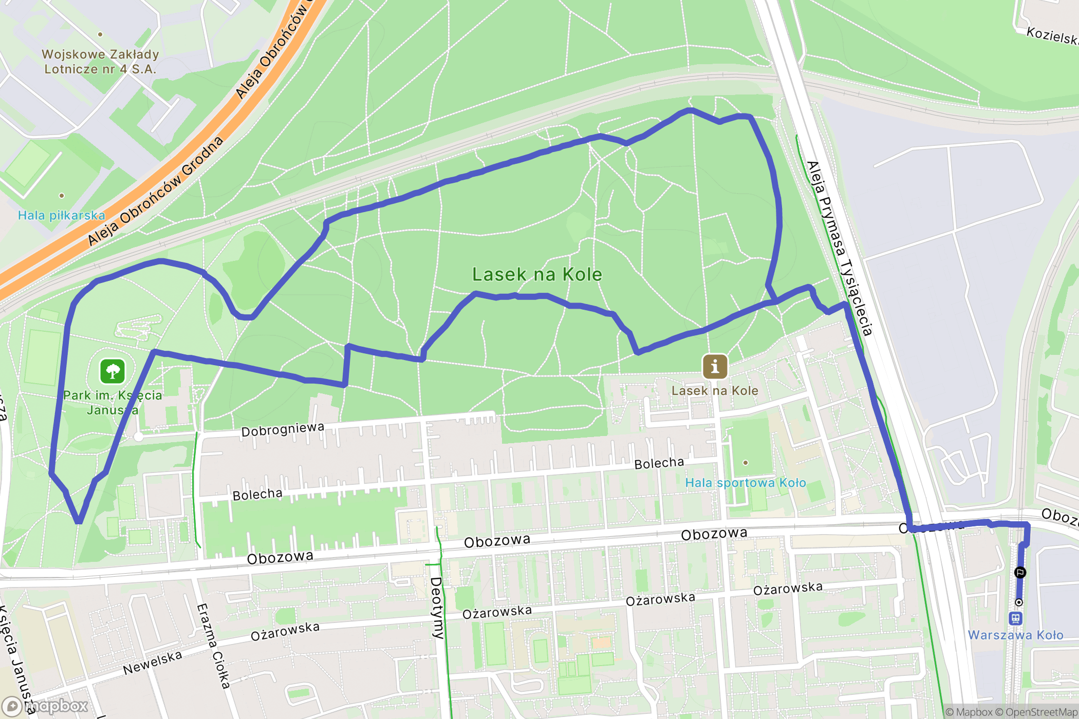Warszawa: mapa trasy - Poland