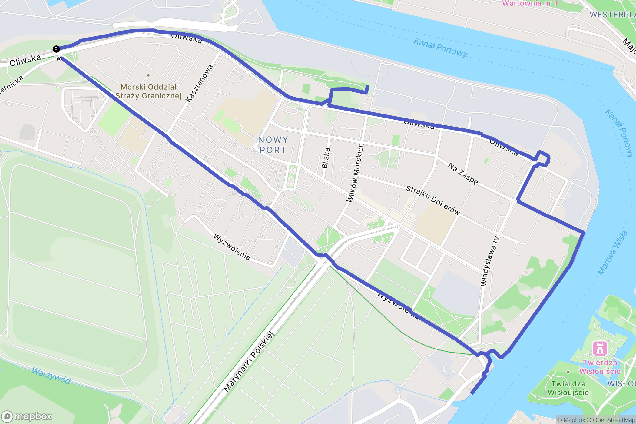 Gdańsk: mapa trasy - Poland