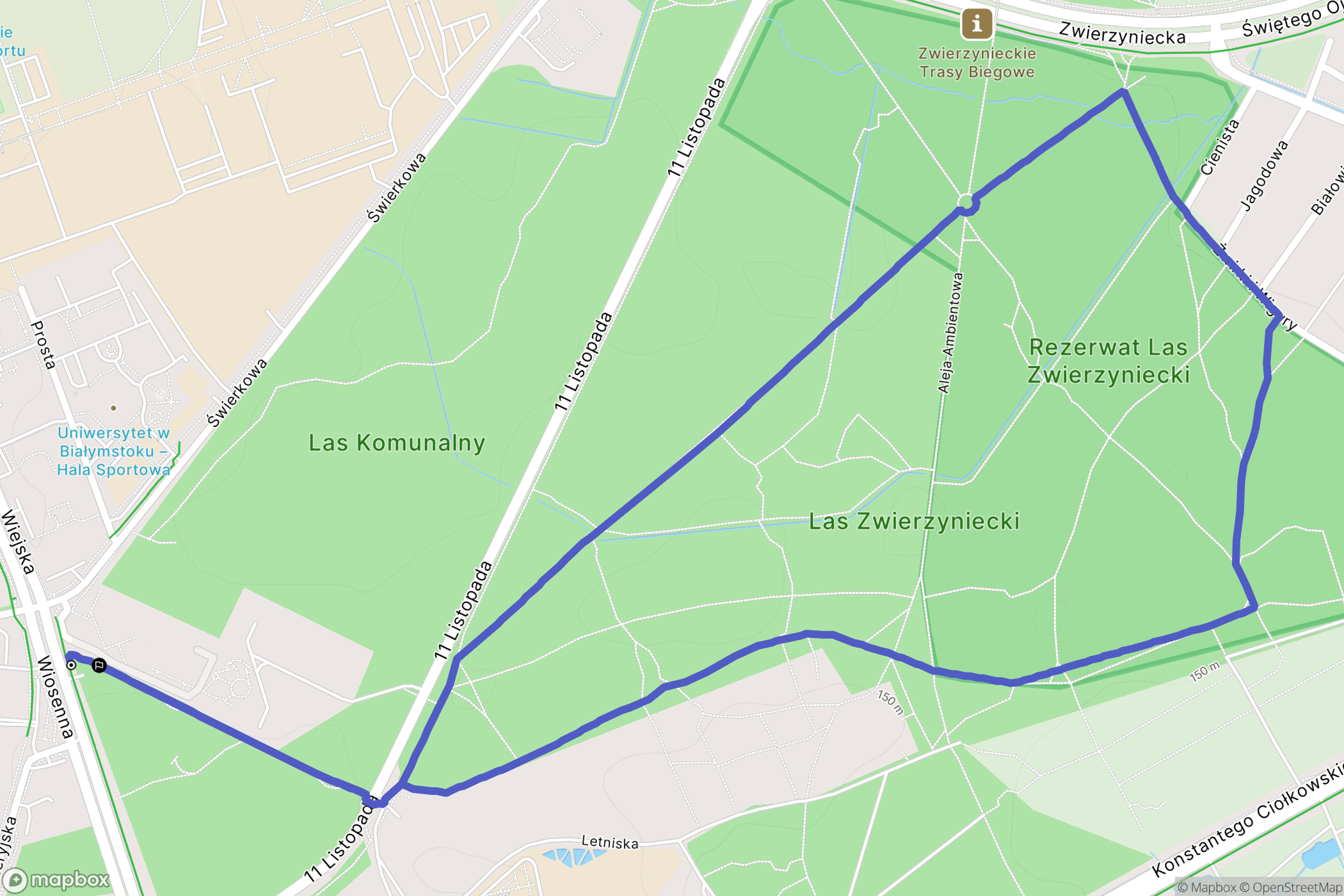 Białystok: mapa trasy - Poland
