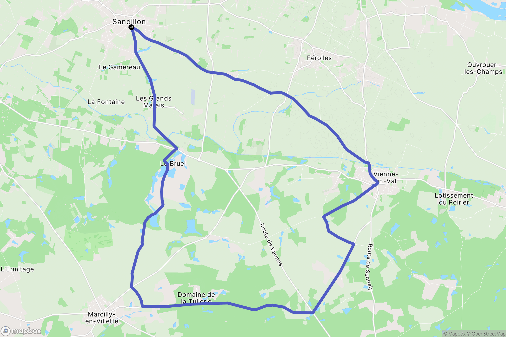 Sandillon : carte du parcours de randonnée - France