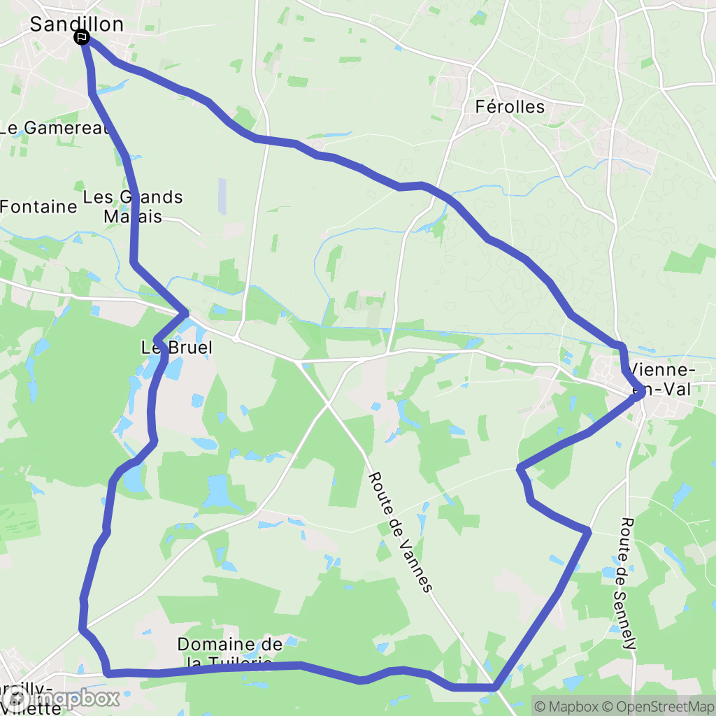 Sandillon : carte du parcours de randonnée - France