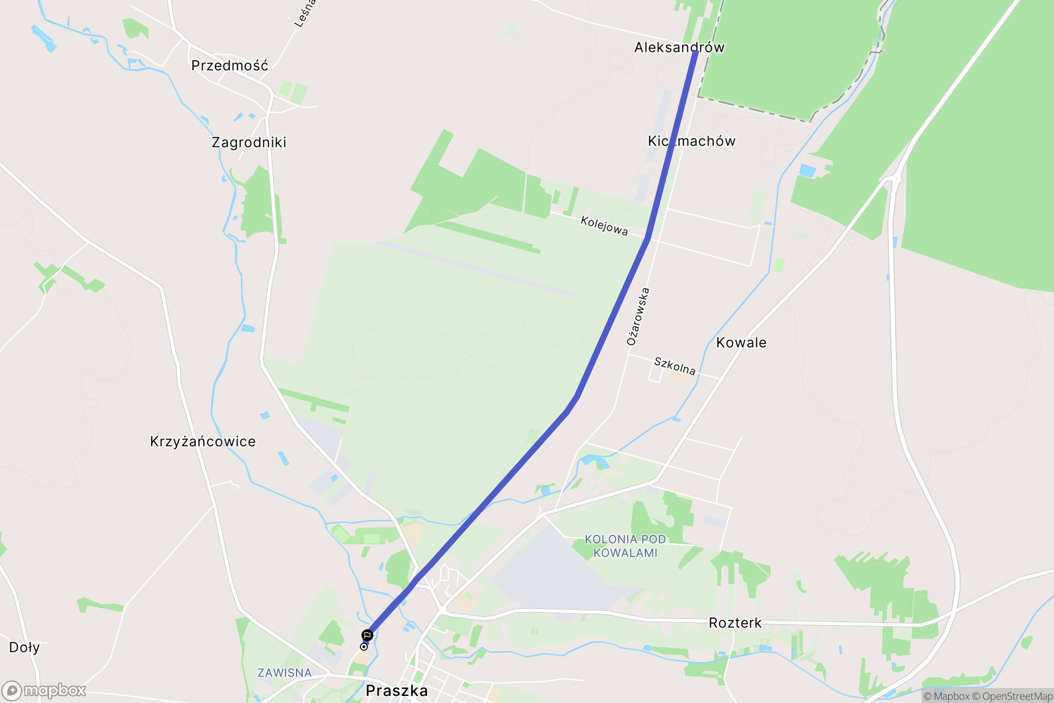 Praszka: mapa trasy - Poland