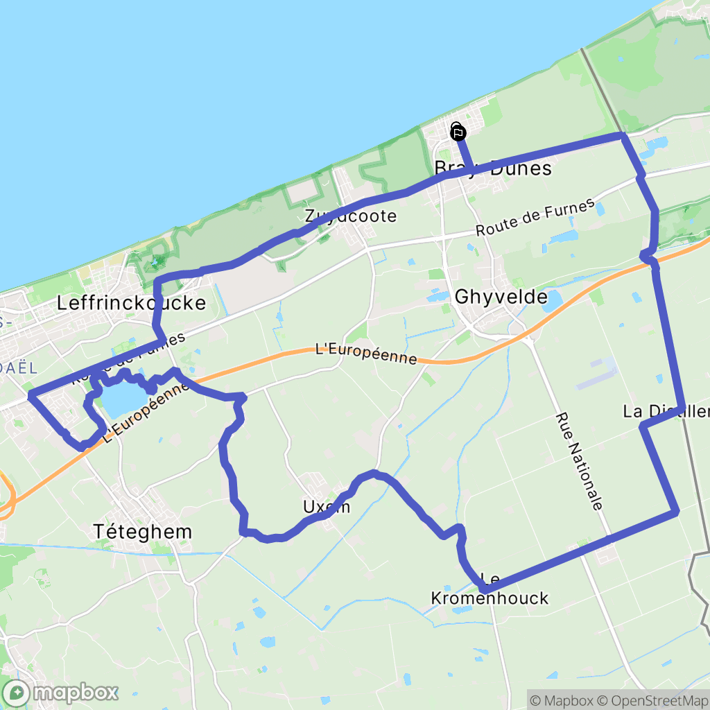 Bray-Dunes : carte du parcours de randonnée - France
