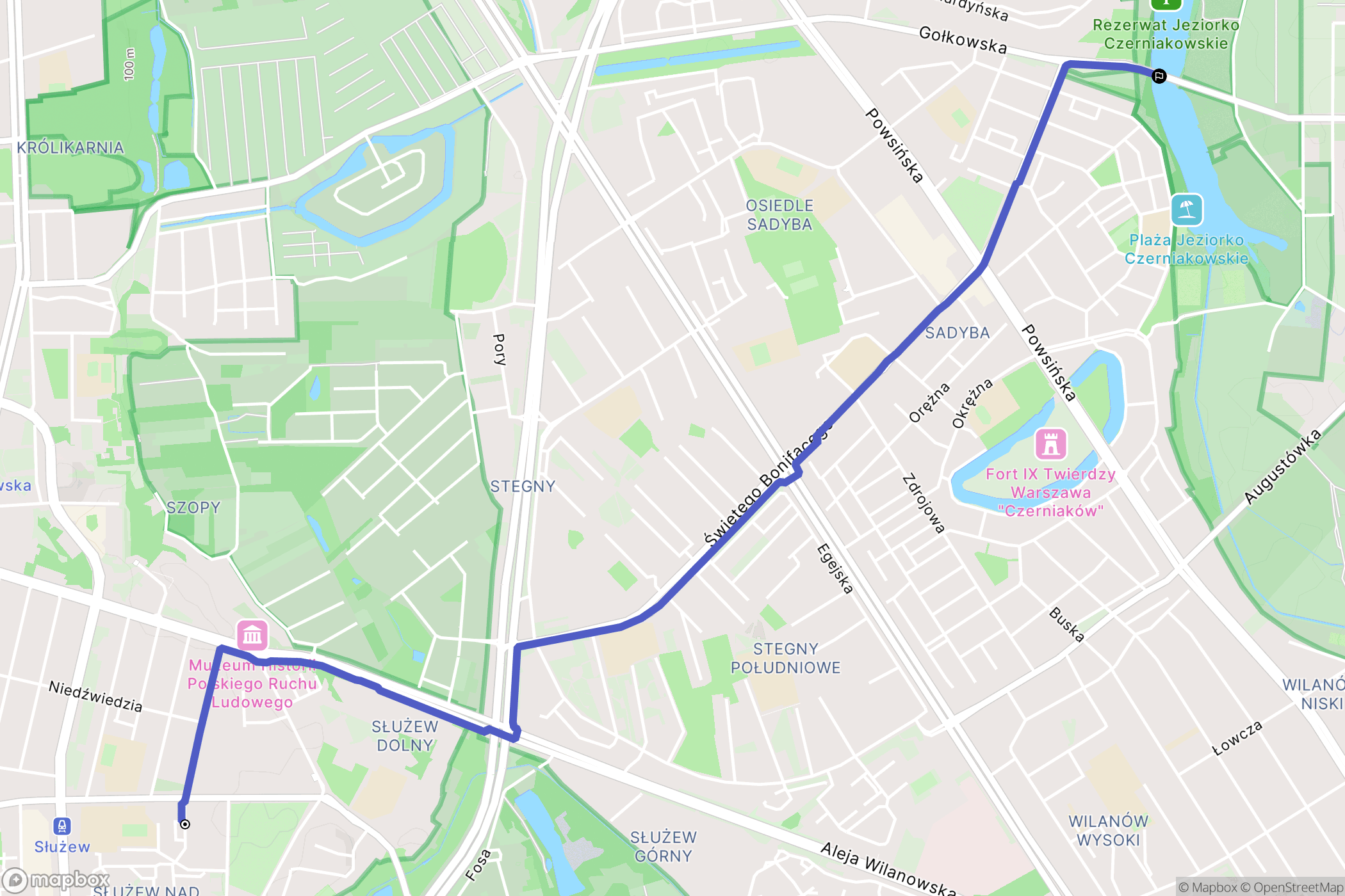 Warszawa: mapa trasy - Poland