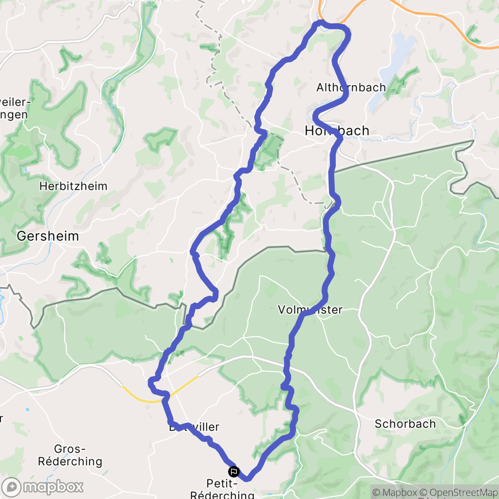 Petit-Réderching : carte du parcours de randonnée - France