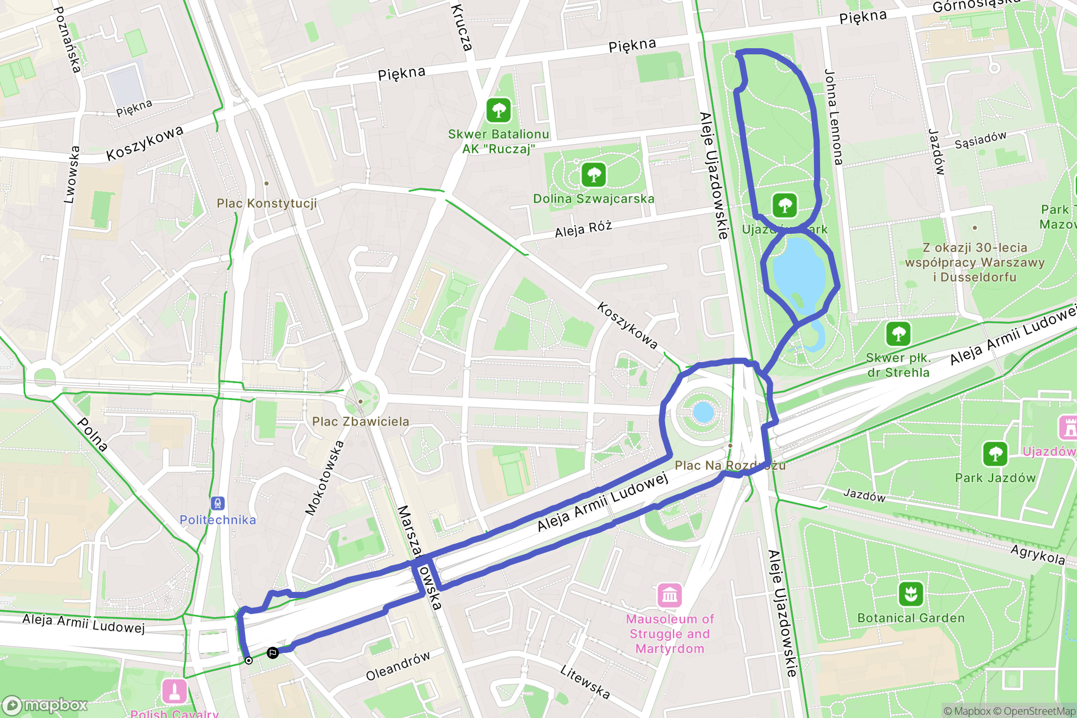 Warsaw: mapa trasy - Poland