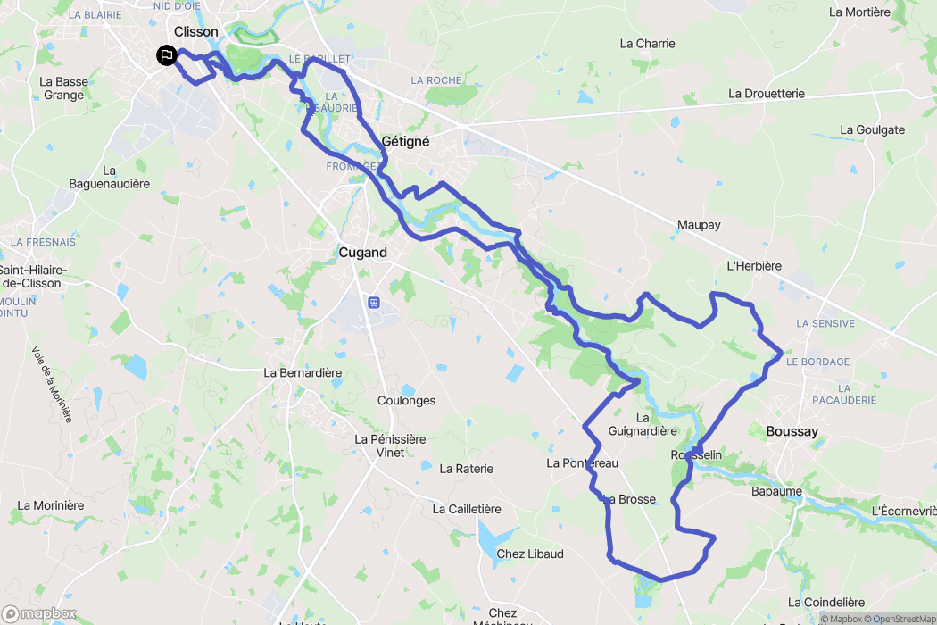 Clisson : carte du parcours de randonnée - France