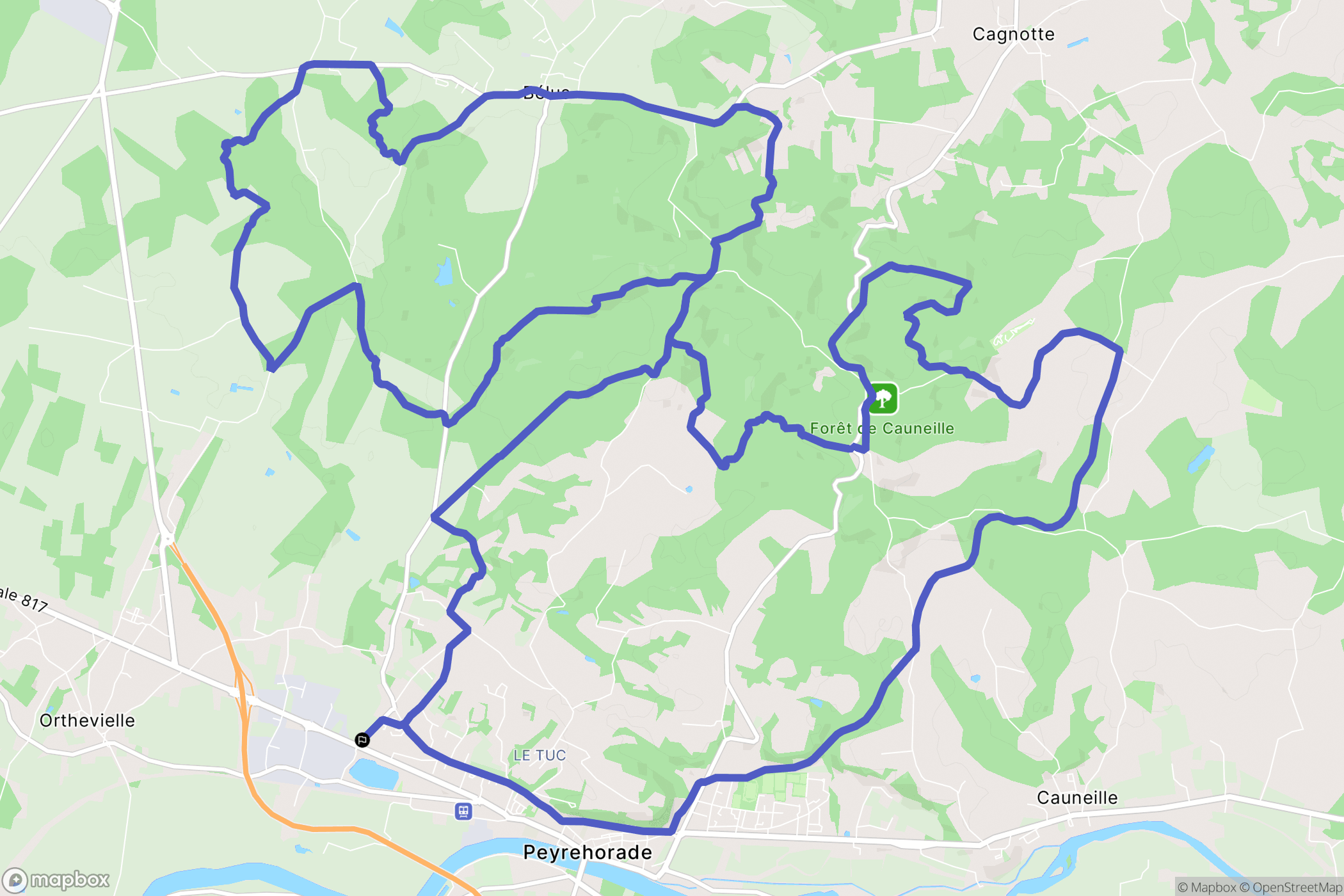 Peyrehorade : carte du parcours de randonnée - France