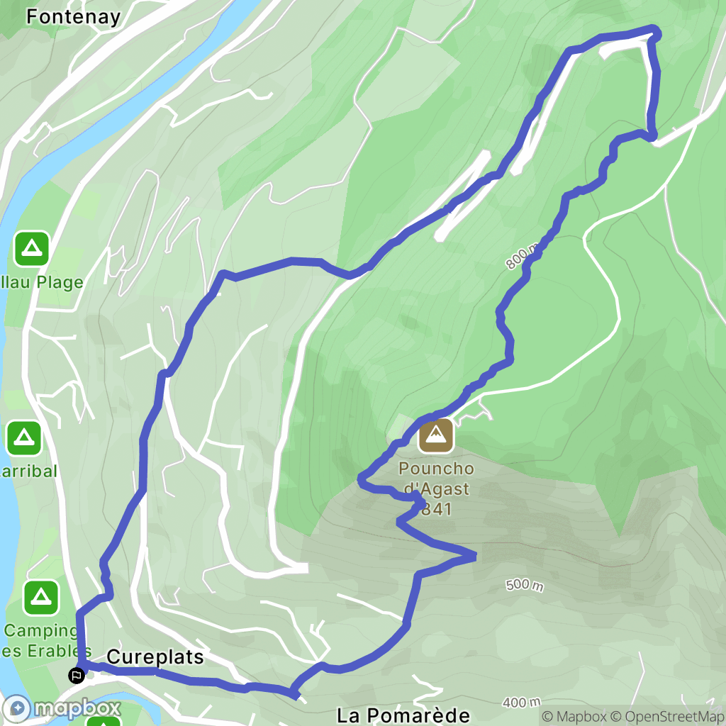 Millau : carte du parcours de randonnée - France