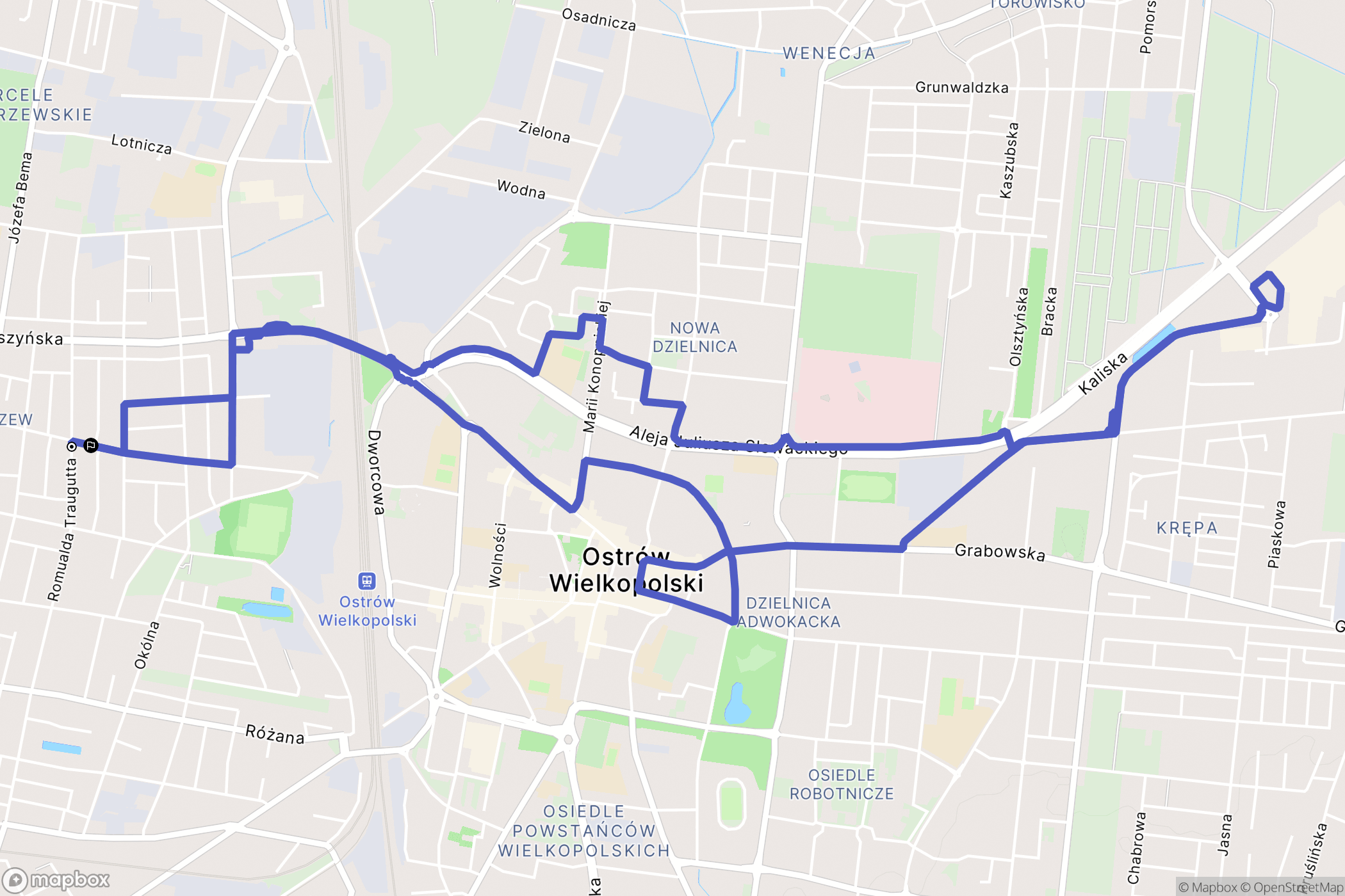 Ostrów Wielkopolski: mapa trasy - Poland