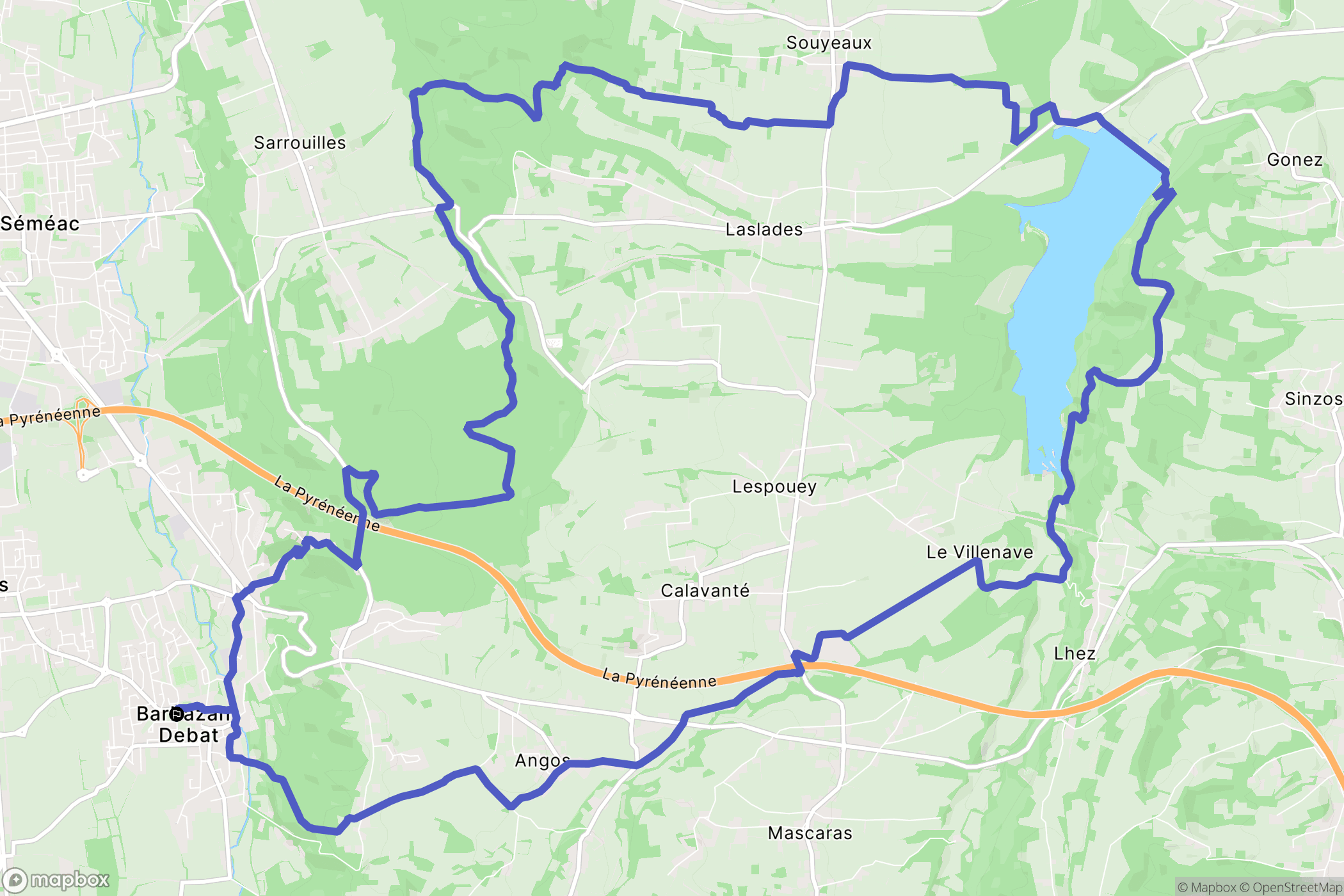 Barbazan-Debat : carte du parcours de randonnée - France