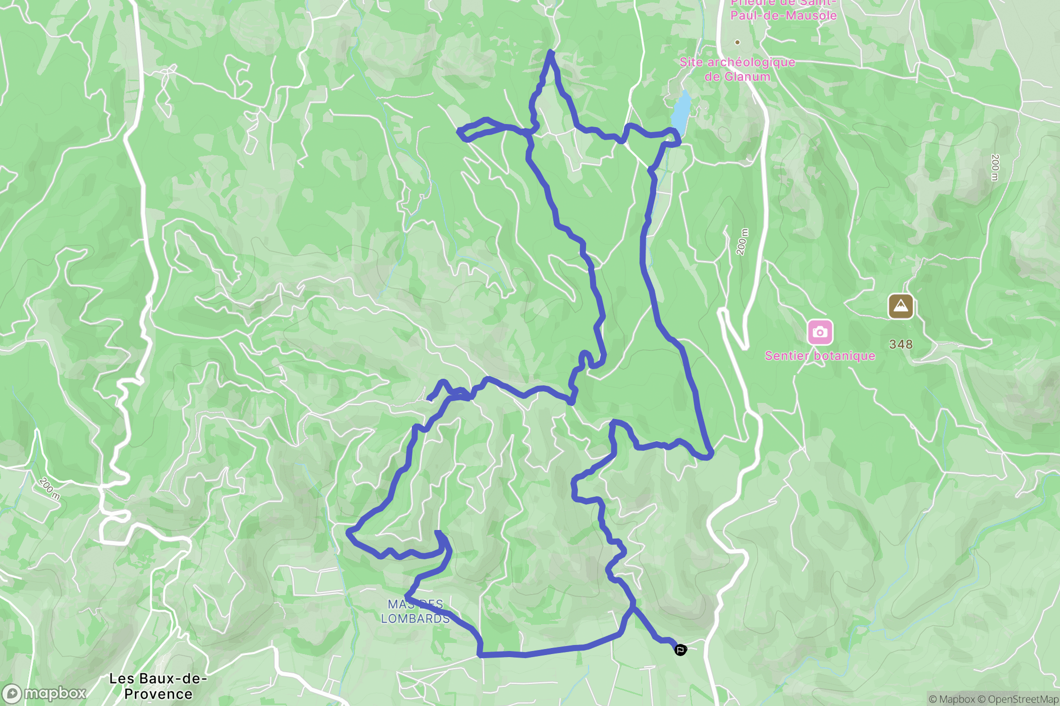 Les Baux-de-Provence : carte du parcours de randonnée - France