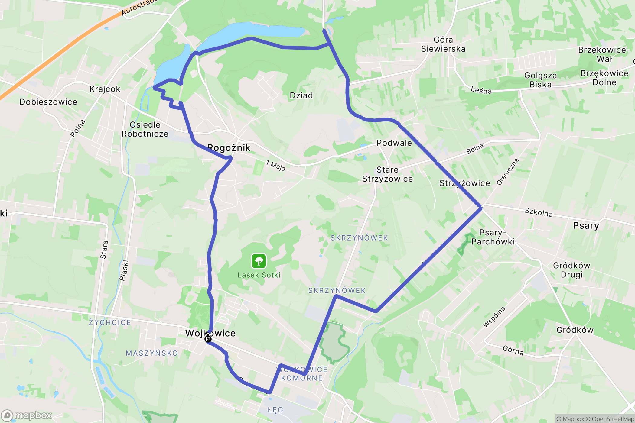 Wojkowice: mapa trasy - Poland