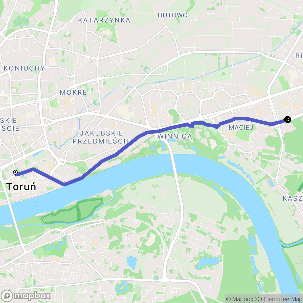 Toruń: mapa trasy - Poland