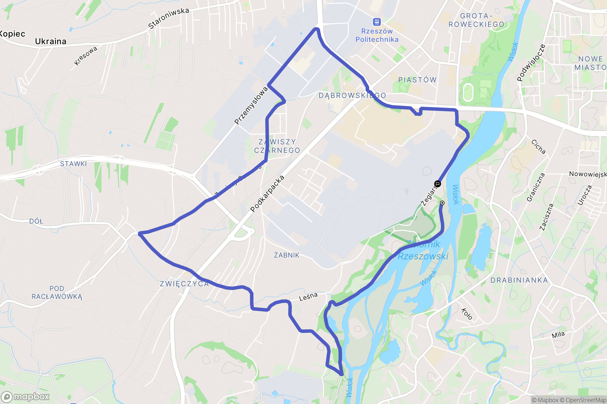 Rzeszów: mapa trasy - Poland