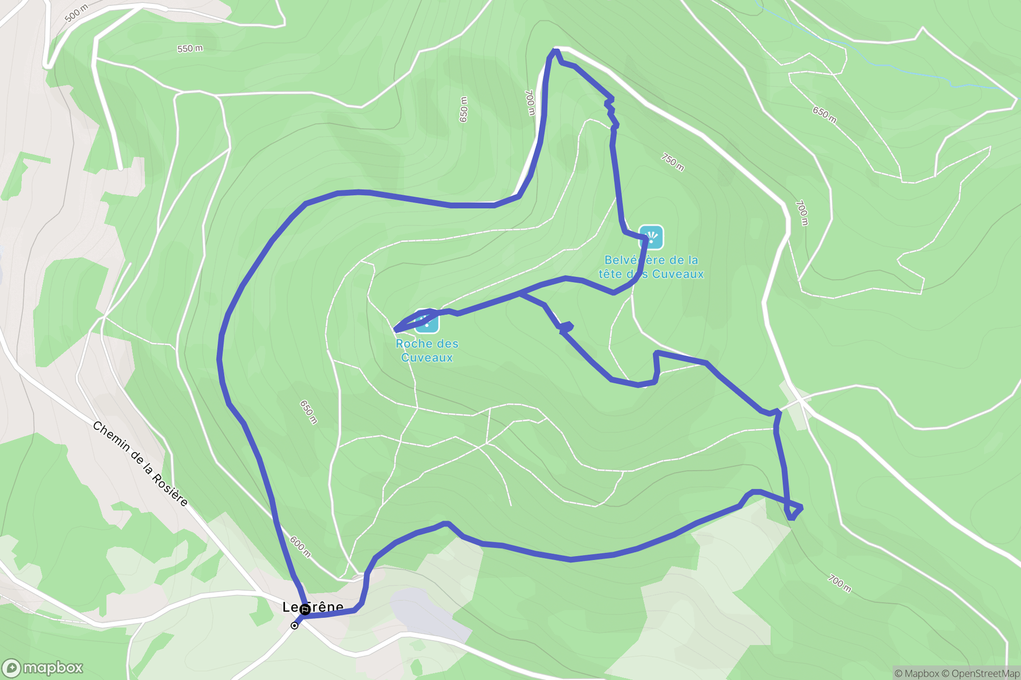 Éloyes : carte du parcours de randonnée - France