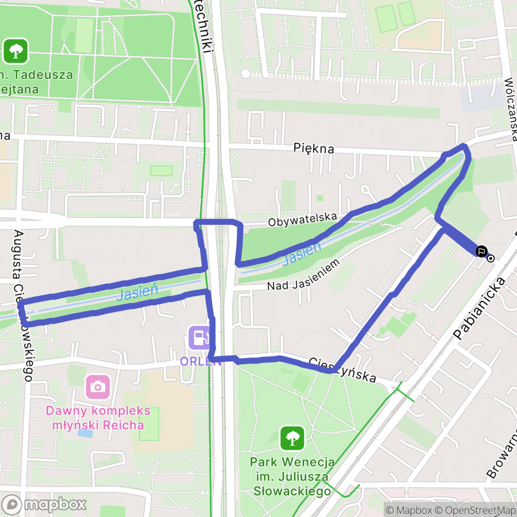 Łódź: mapa trasy - Poland