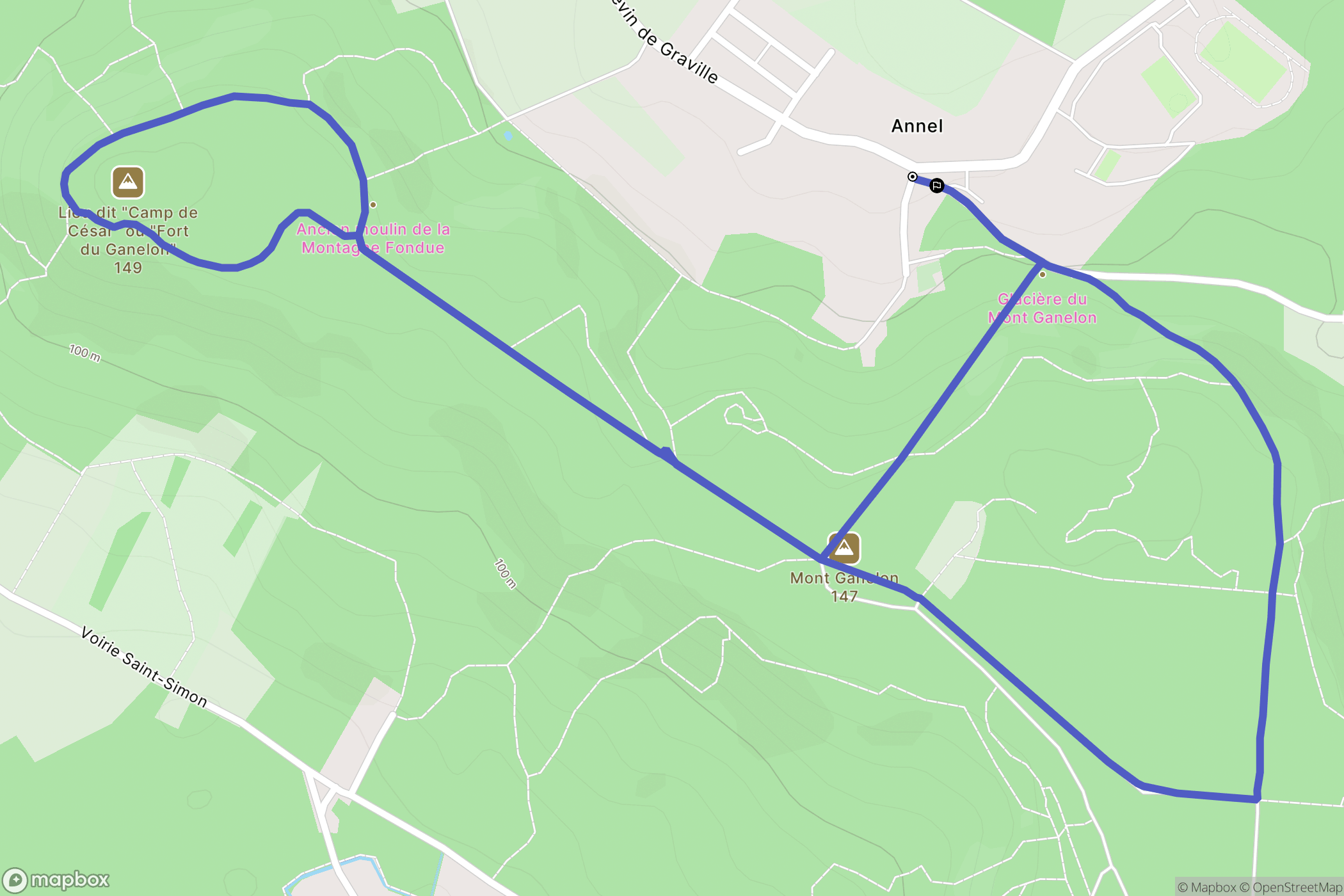 Longueil-Annel : carte du parcours de randonnée - France