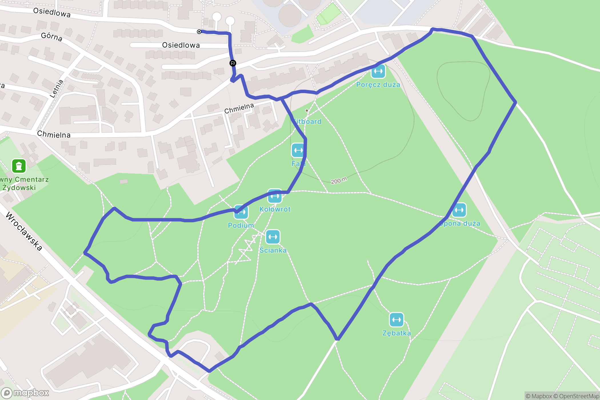 Zielona Góra: mapa trasy - Poland