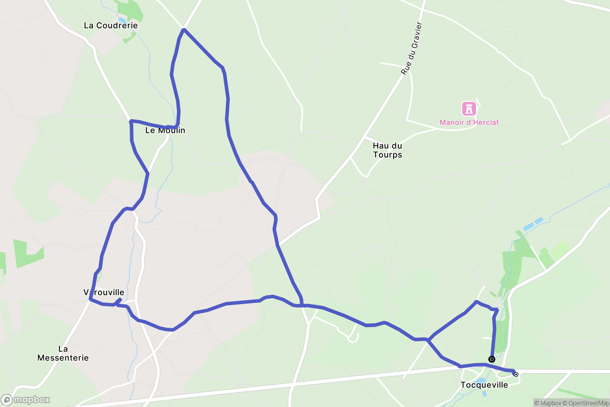 Tocqueville : carte du parcours de randonnée - France