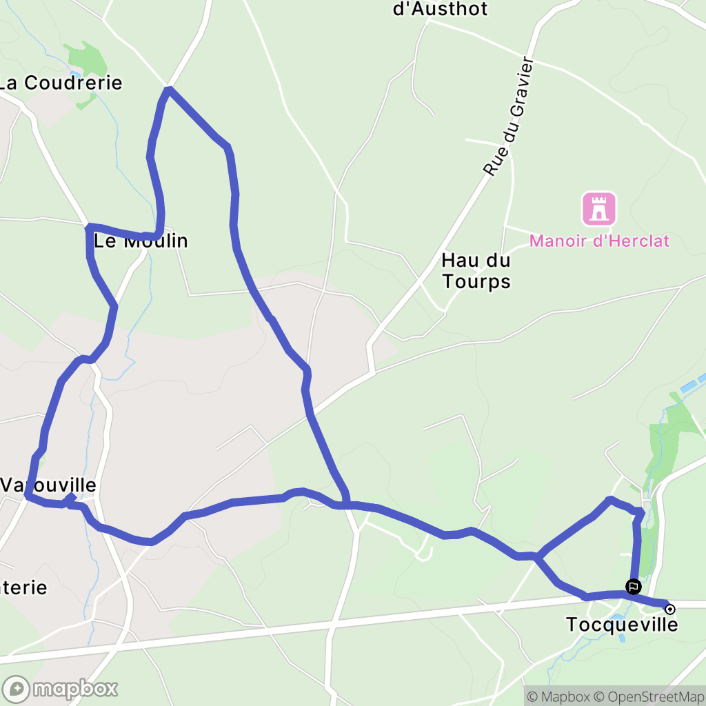 Tocqueville : carte du parcours de randonnée - France
