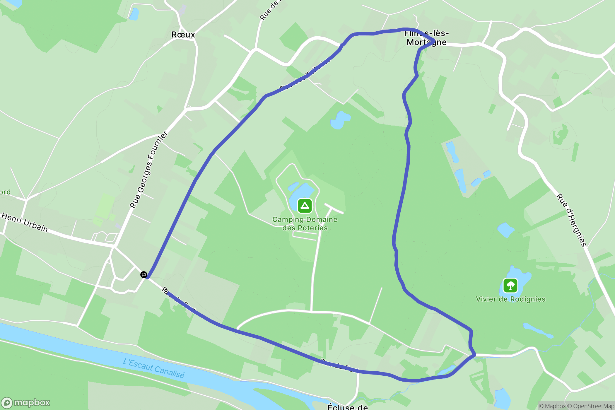 Flines-lès-Mortagne : carte du parcours de randonnée - France