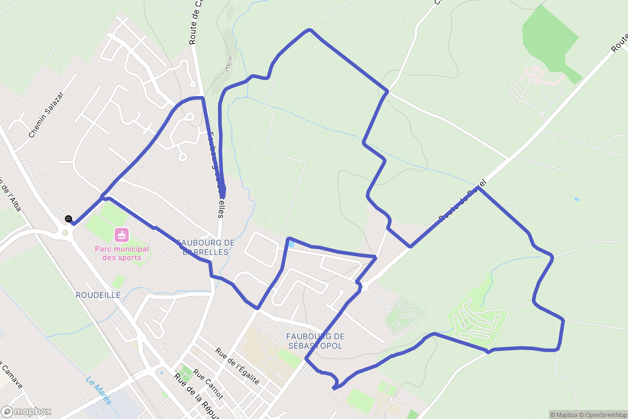 Villefranche-de-Lauragais : carte du parcours de randonnée - France