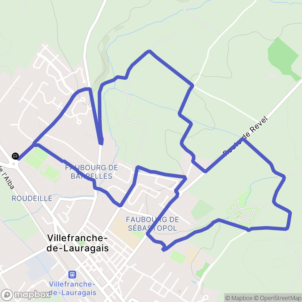 Villefranche-de-Lauragais : carte du parcours de randonnée - France