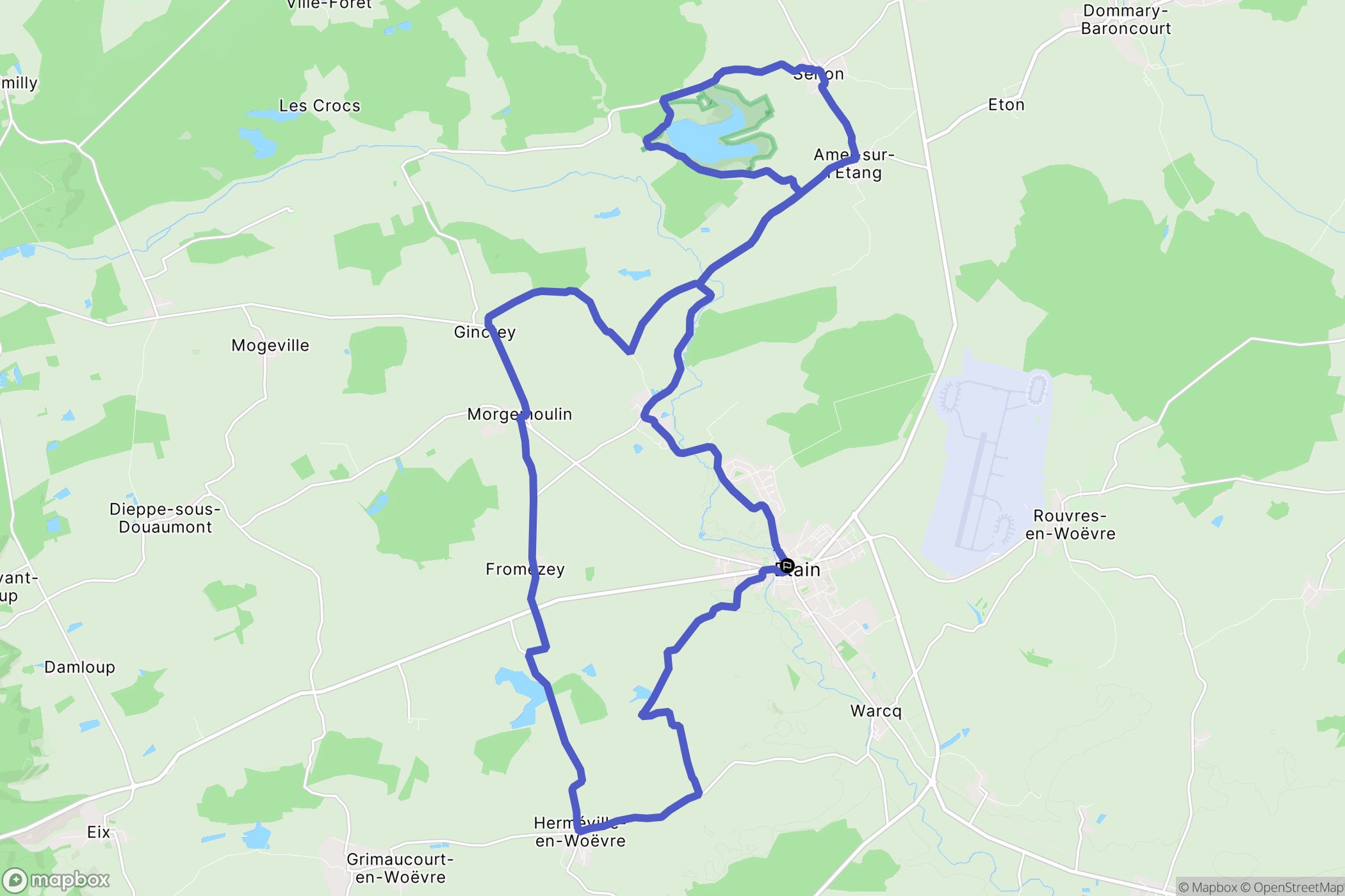 Étain : carte du parcours de randonnée - France